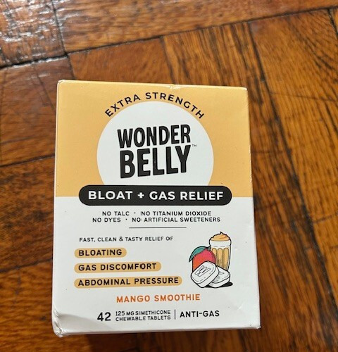 Wonder Belly Bloat + Gas Relief Mango Smoothie 42 Chewable Tablets Exp 4/26