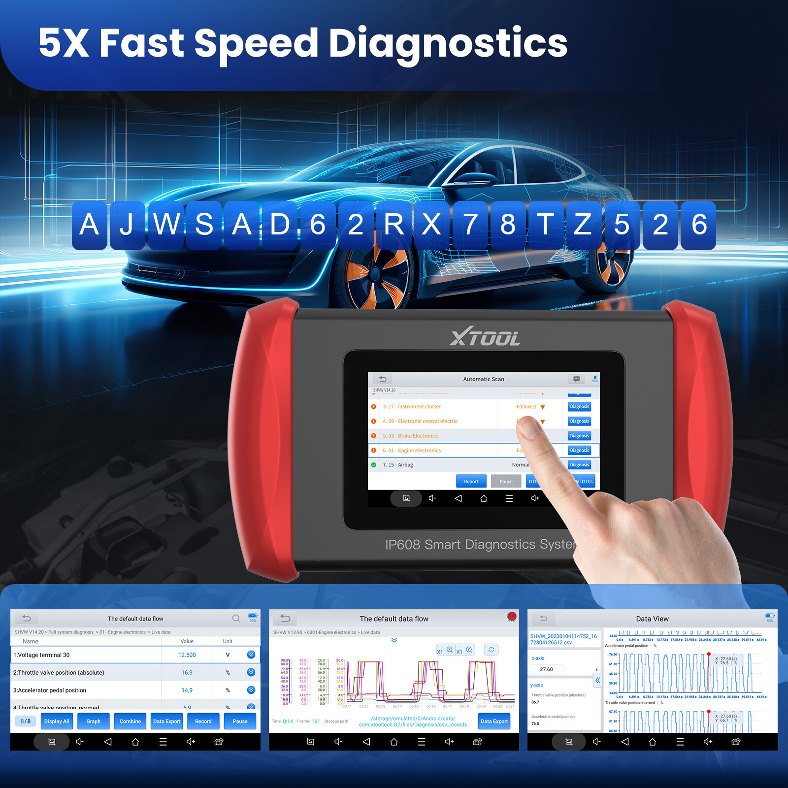 XTOOL IP608 Scan Tool Full System Diagnostic 30+ Service Coder Reader Scanner US
