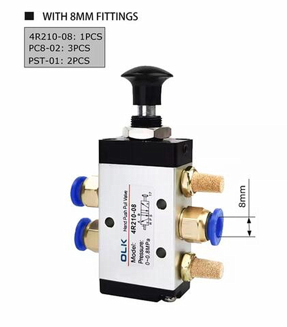 4R210-08 Manual Valve 2 Way 5 Position Push Pull Pneumatic Switch Of Directional