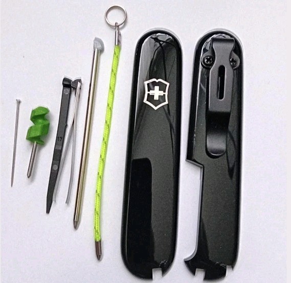 Custom Modifie Victorinox 91mm Black+ Clip Phillips s/d .pen.pin.tweezers.t/pick