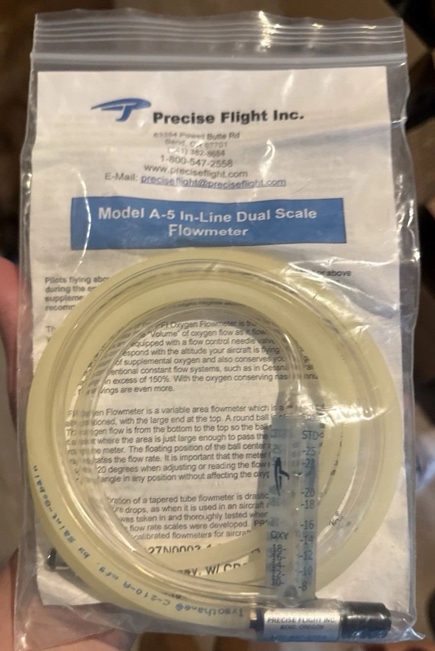 Precise Flight A-5 In-Line Dual Scale Flow meter