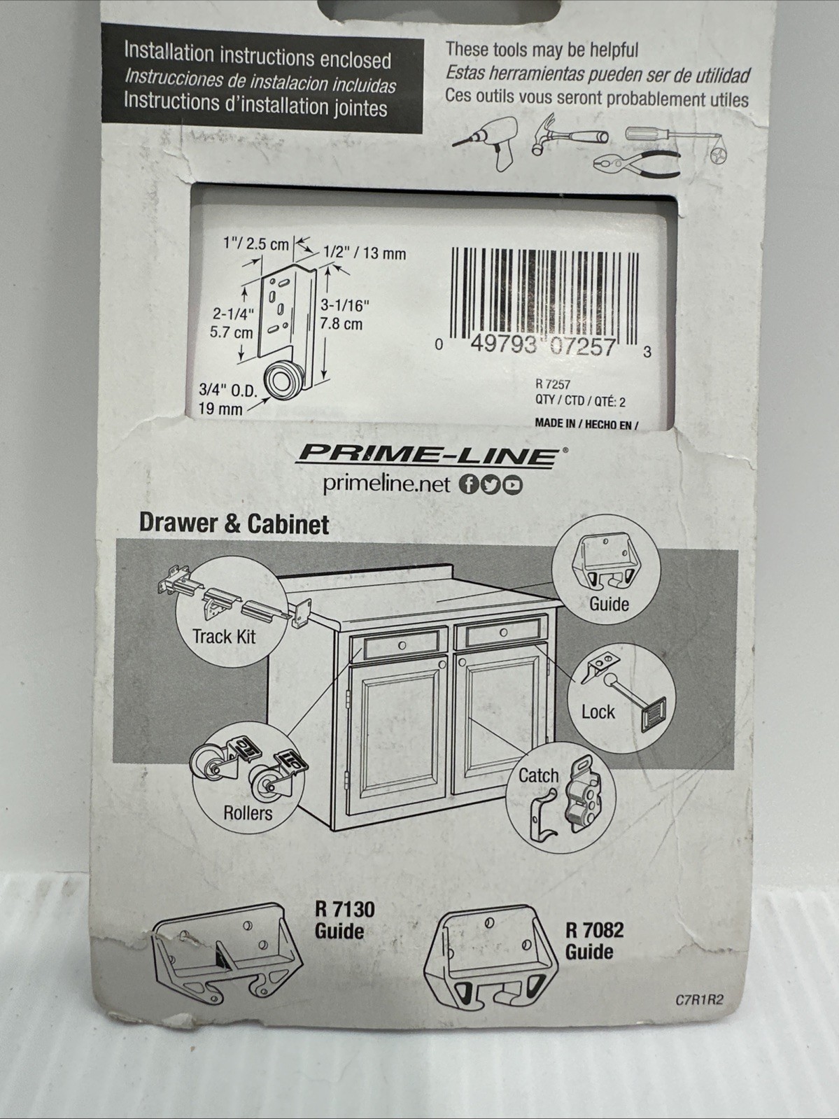 Prime-Line Products R 7257 Drawer Track Center Roller(two Per Pack) Replacement