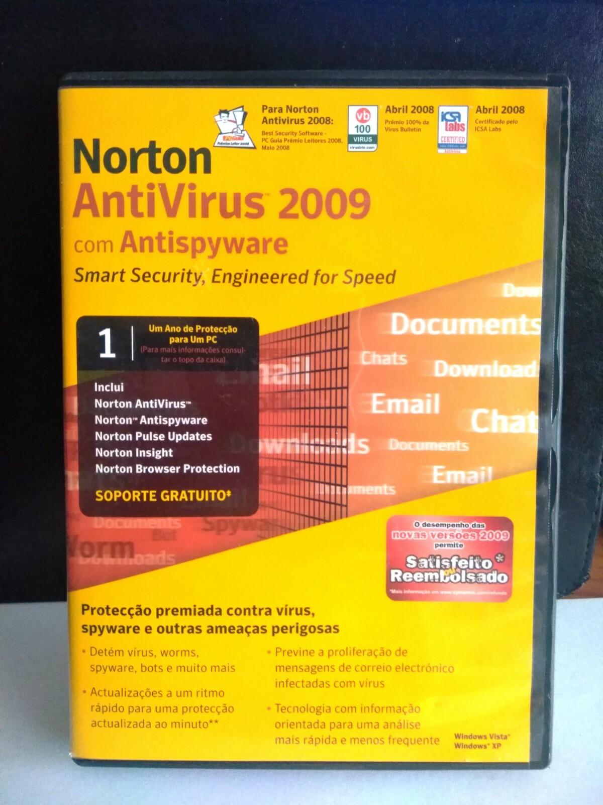 Norton AntiVirus DVD 2009 New Portugal edition w/ product Key Windows Vista, XP