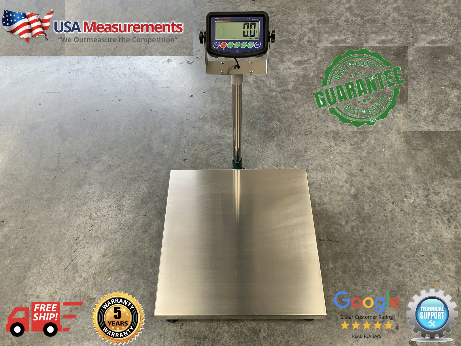 100 lb x .002 lb Digital Floor 24"x24" Bench Scale Platform 50 kg x .009 kg