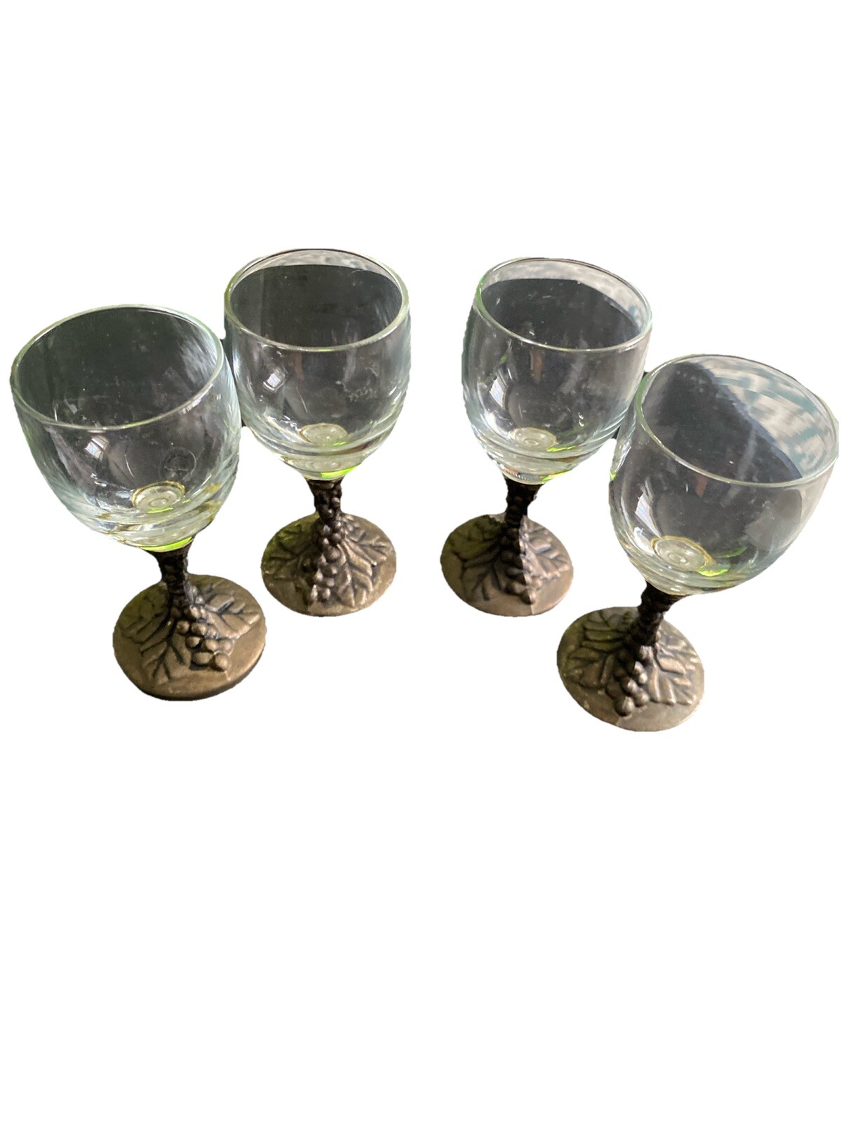 DAVCO SILVER LTD Set Of 4 Grape Silver Plated & Glass Cordial Liquor Glasses