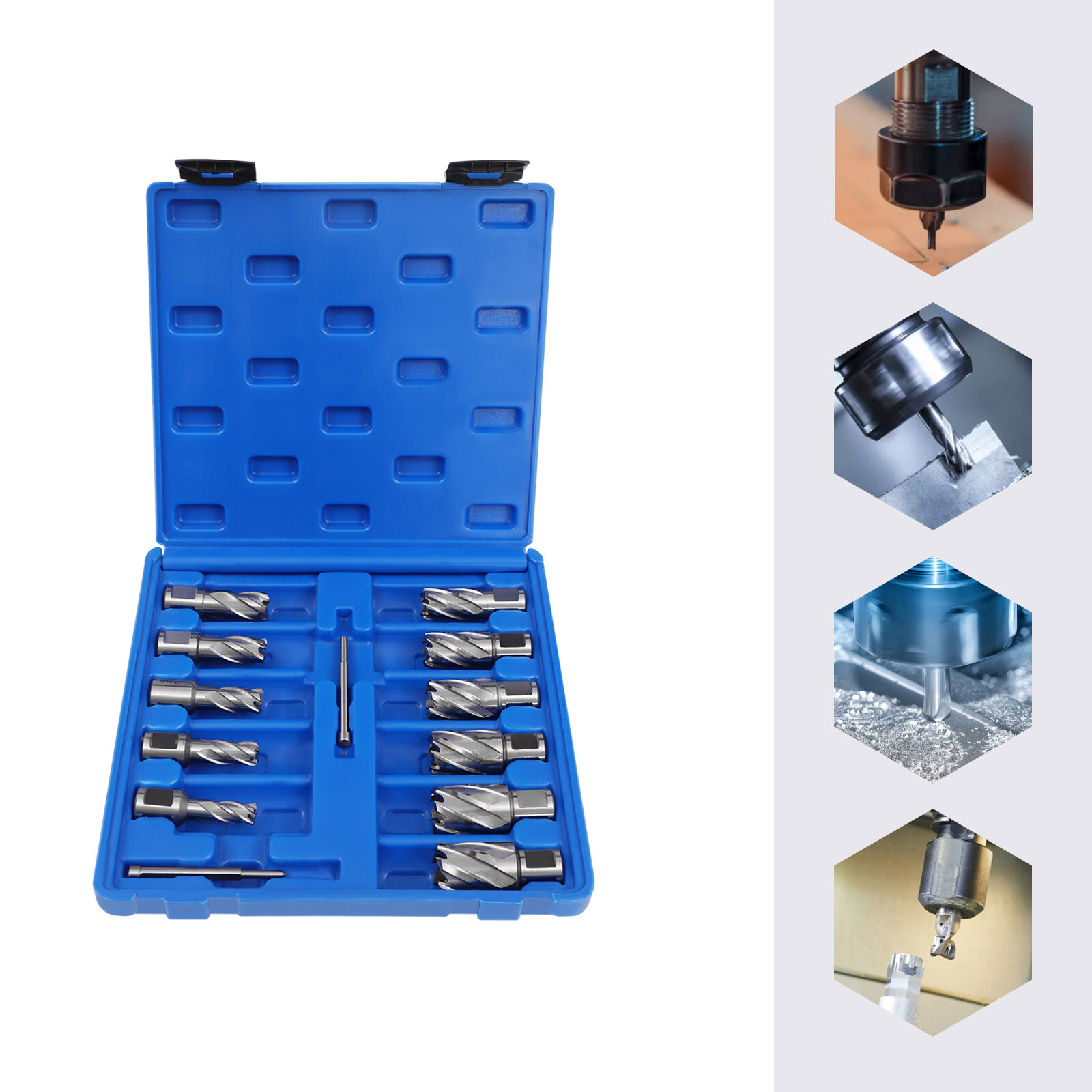 13PCS Tool Set Annular Cutter 7/16" TO 1-1/16" Drill Bits 1 inch Cutting Depth