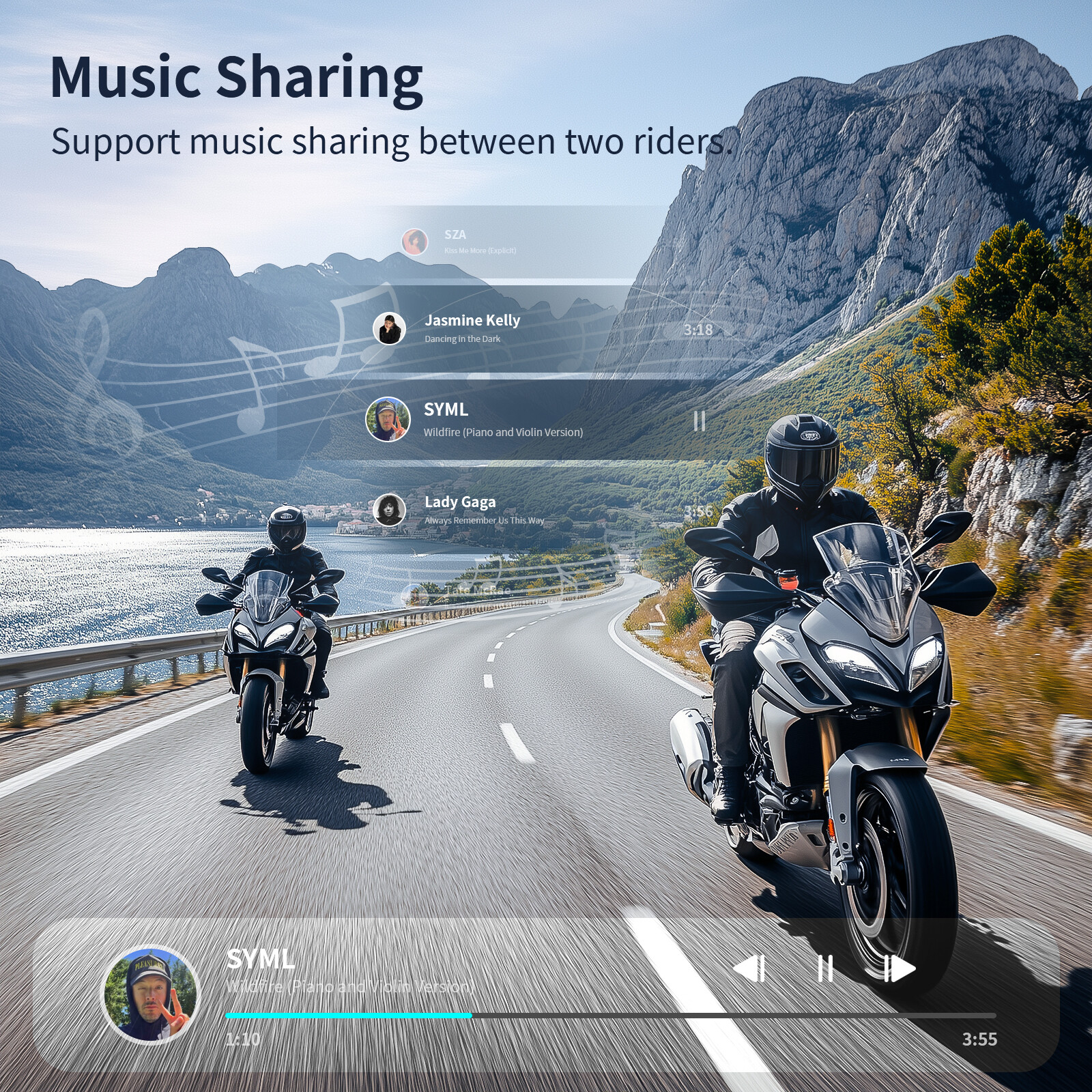 2x T1 Pro Motorcycle Intercom 6 Riders Group 2000m Bluetooth Helmet Headset