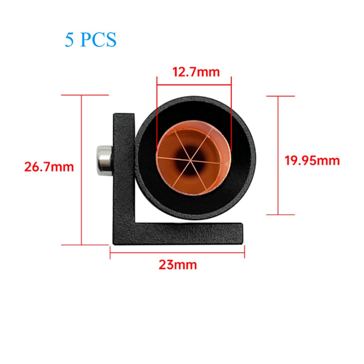5PCS 90 Degree Mini Prism  MP110S 12.7mm & L Bar Monitoring For Total Stations