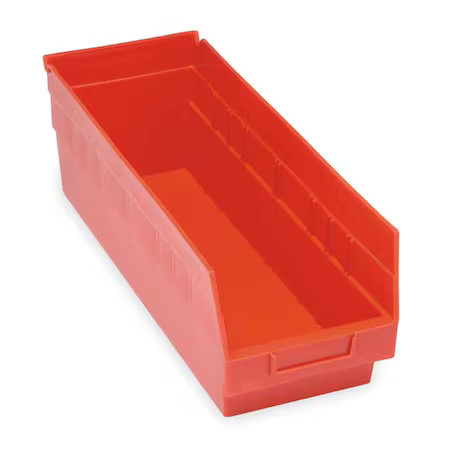 Quantum Storage Systems Qsb208rd Shelf Storage Bin, Polypropylene, Red, 6 In H,