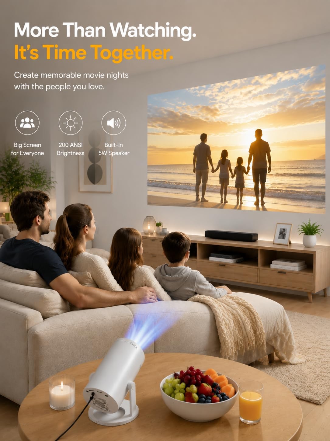 Mini Smart Projector with Builtin Apps, WiFi 6 & Bluetooth 5.4, 1080P Support...