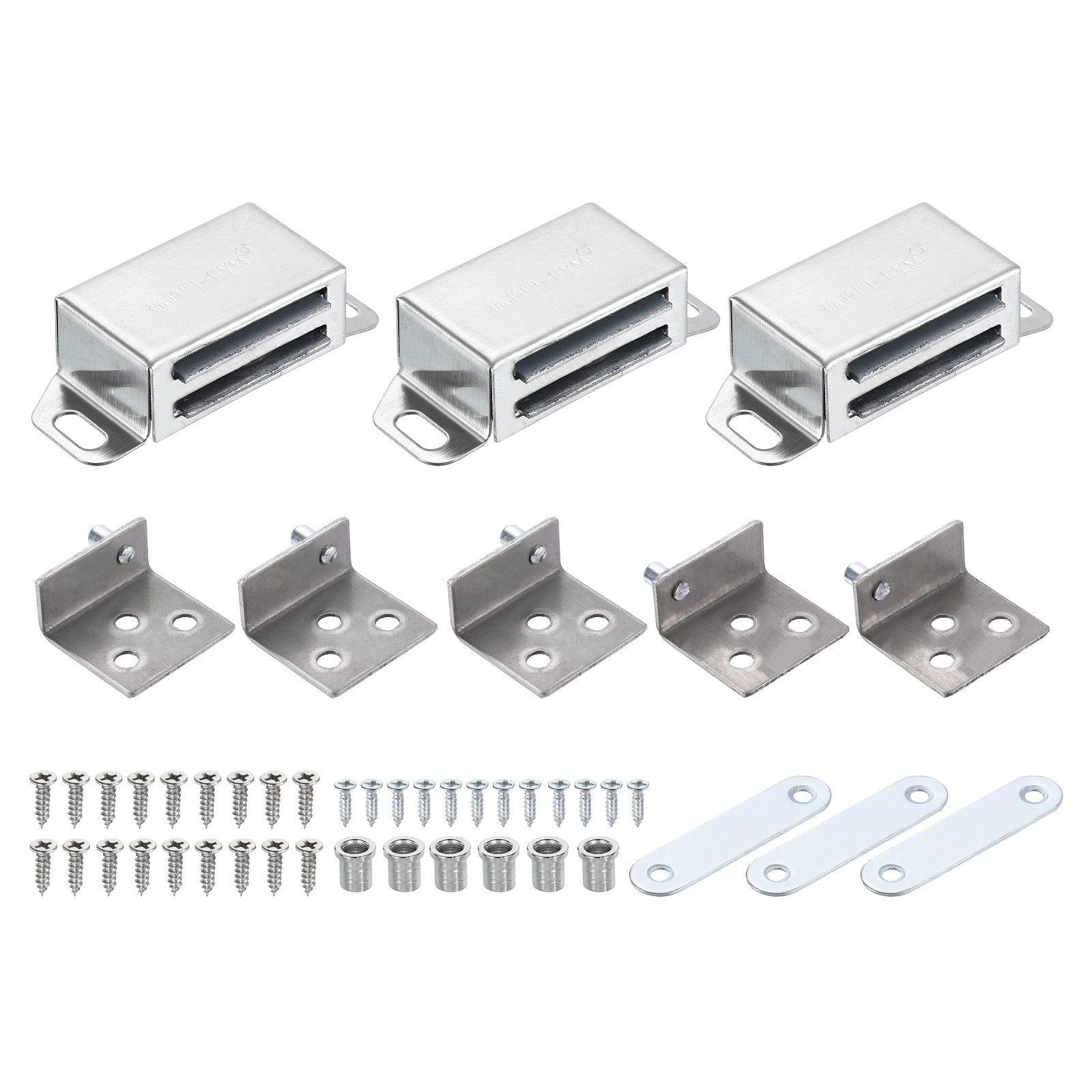 3 Set 35x41mm Concealed Shaft Door Hinges with Magnetic Catch Silver