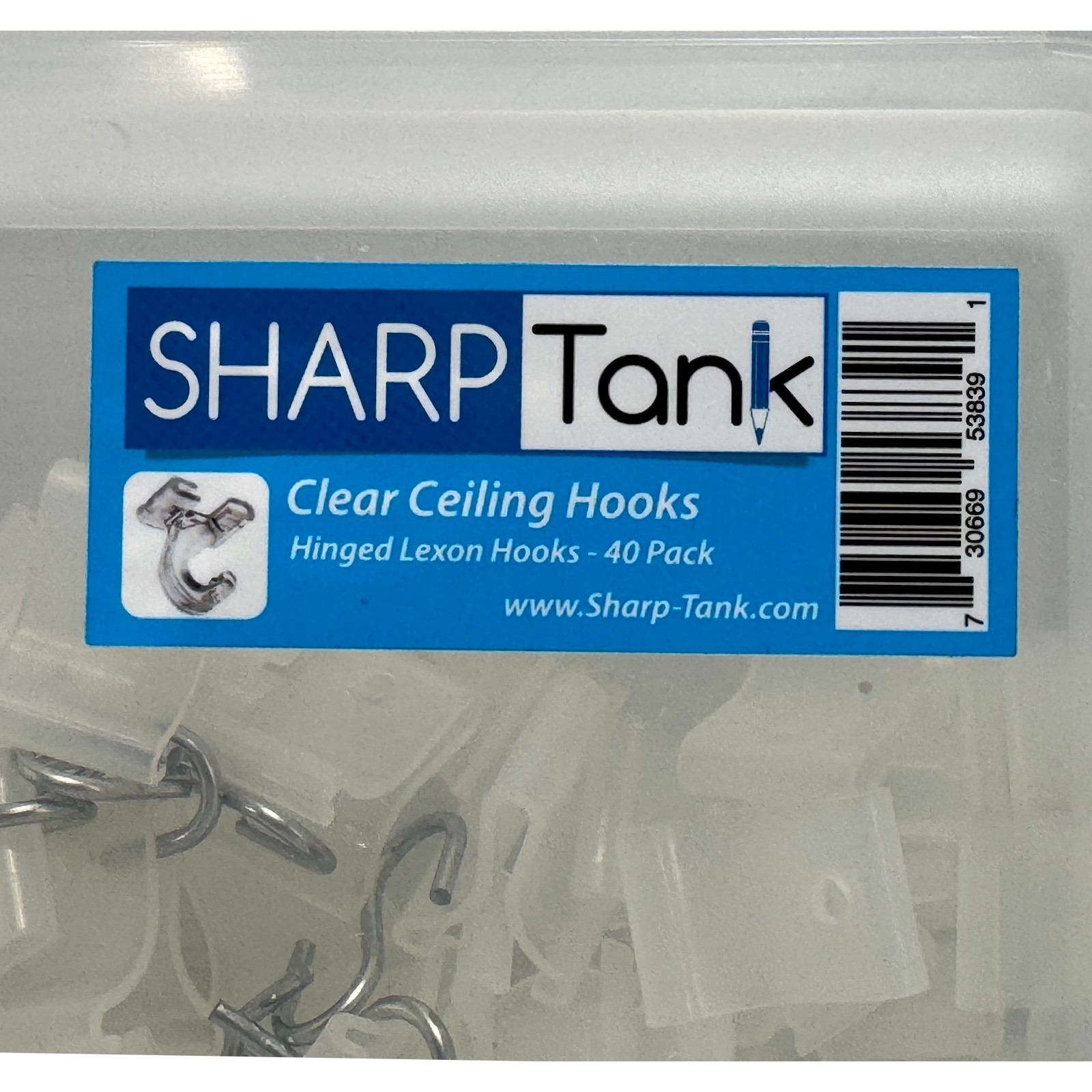 Sharp Tank Clear Ceiling Hooks Hinged Lexon 40 Pack Plastic Metal Hangers