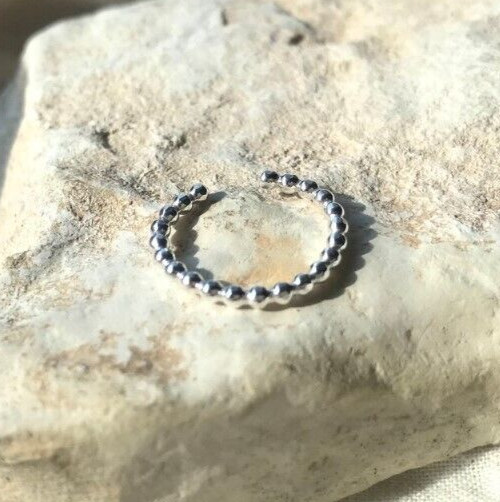 Solid Metal Women's Valentine's Gift 925 SS Adjustable Beaded Toe Ring