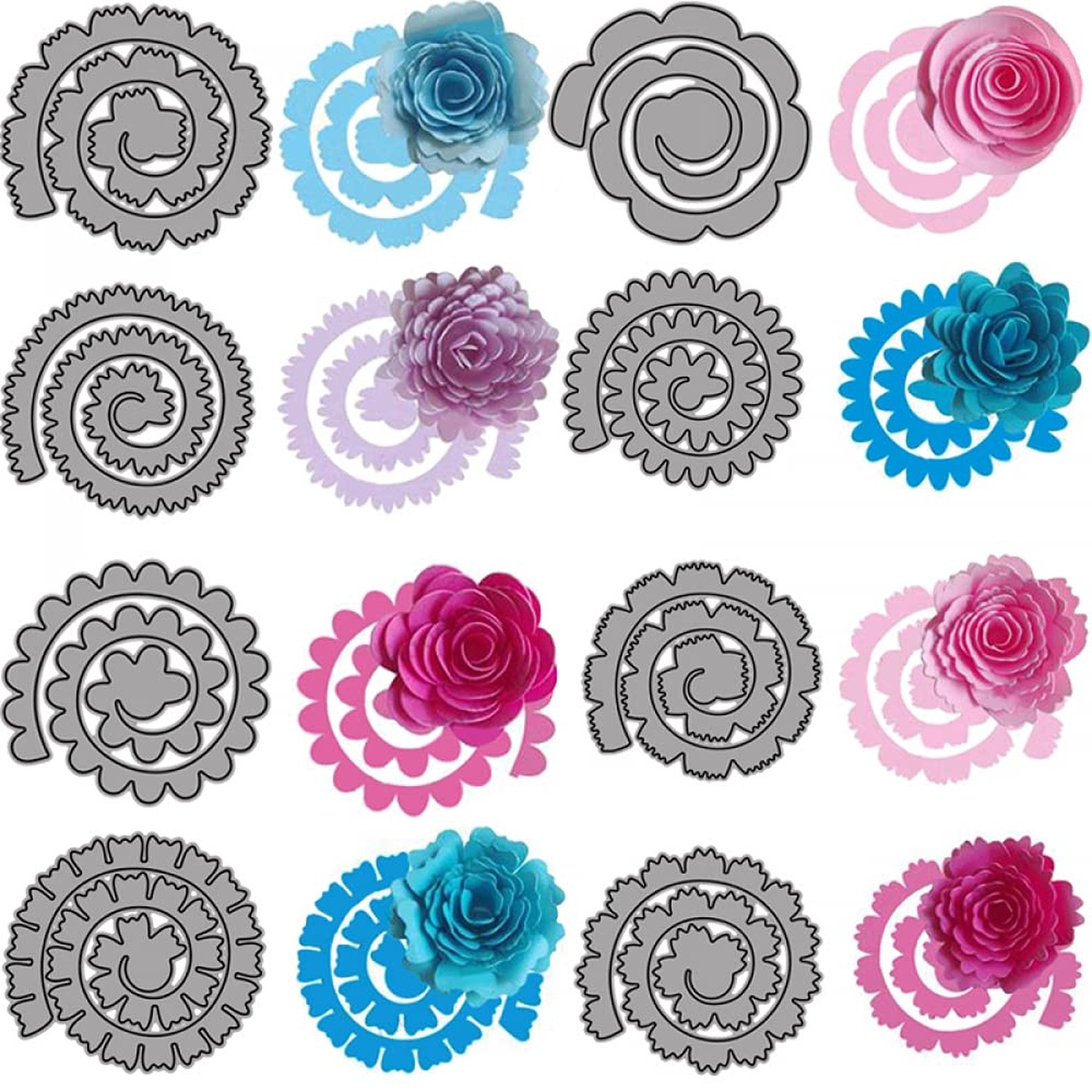 8Pcs 3D Flowers Spiral Metal Cutting Dies for Card Making DIY Scrapbooking Em...