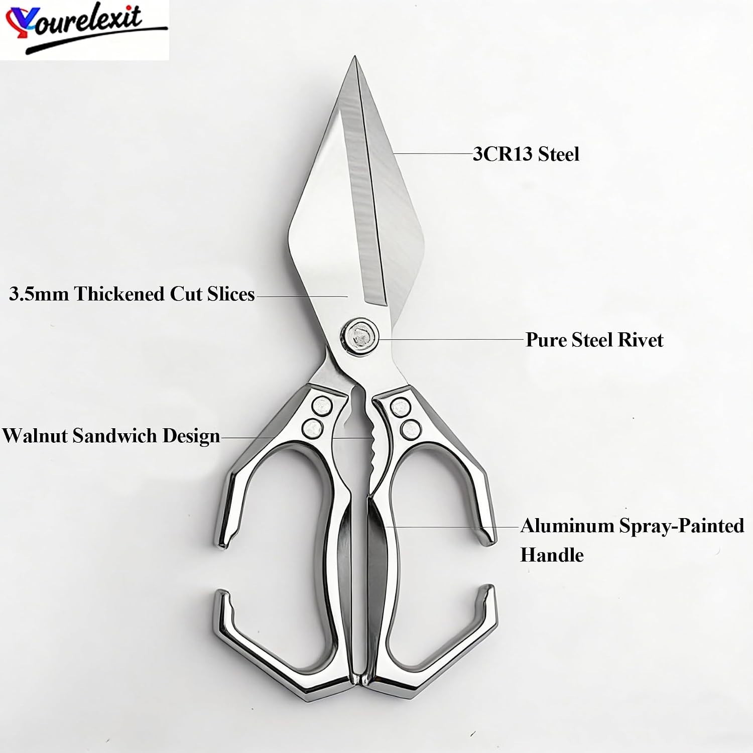 Heavy Duty Kitchen Shears for Bone Cutting, 2 Pack Ultra Sharp Poultry Scissors,