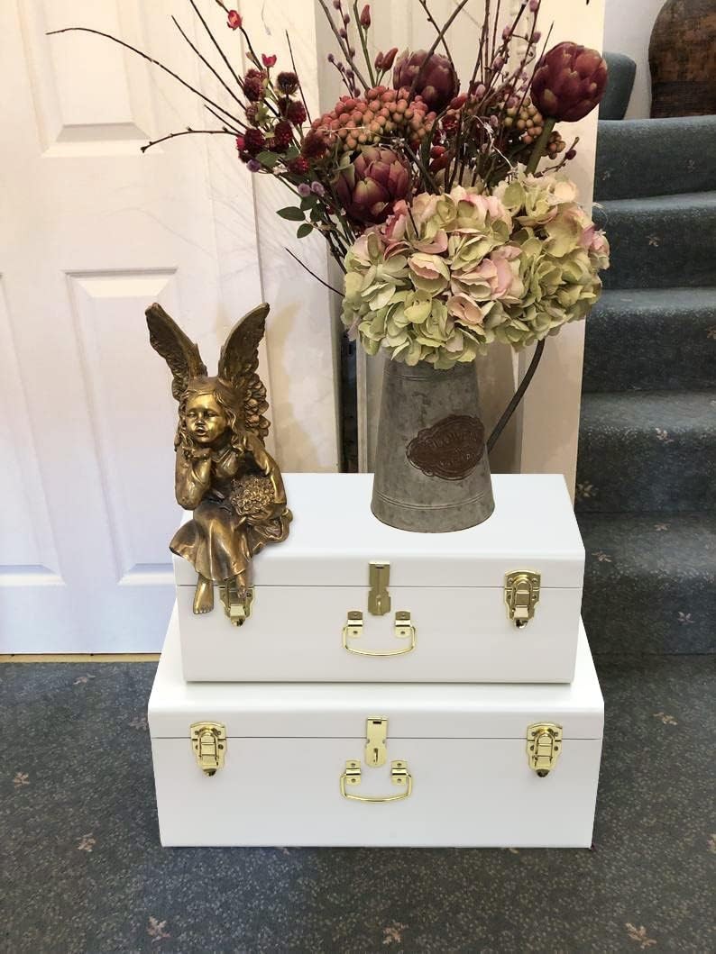 2-Pc Decorative Metal Storage Trunk Set with Lock