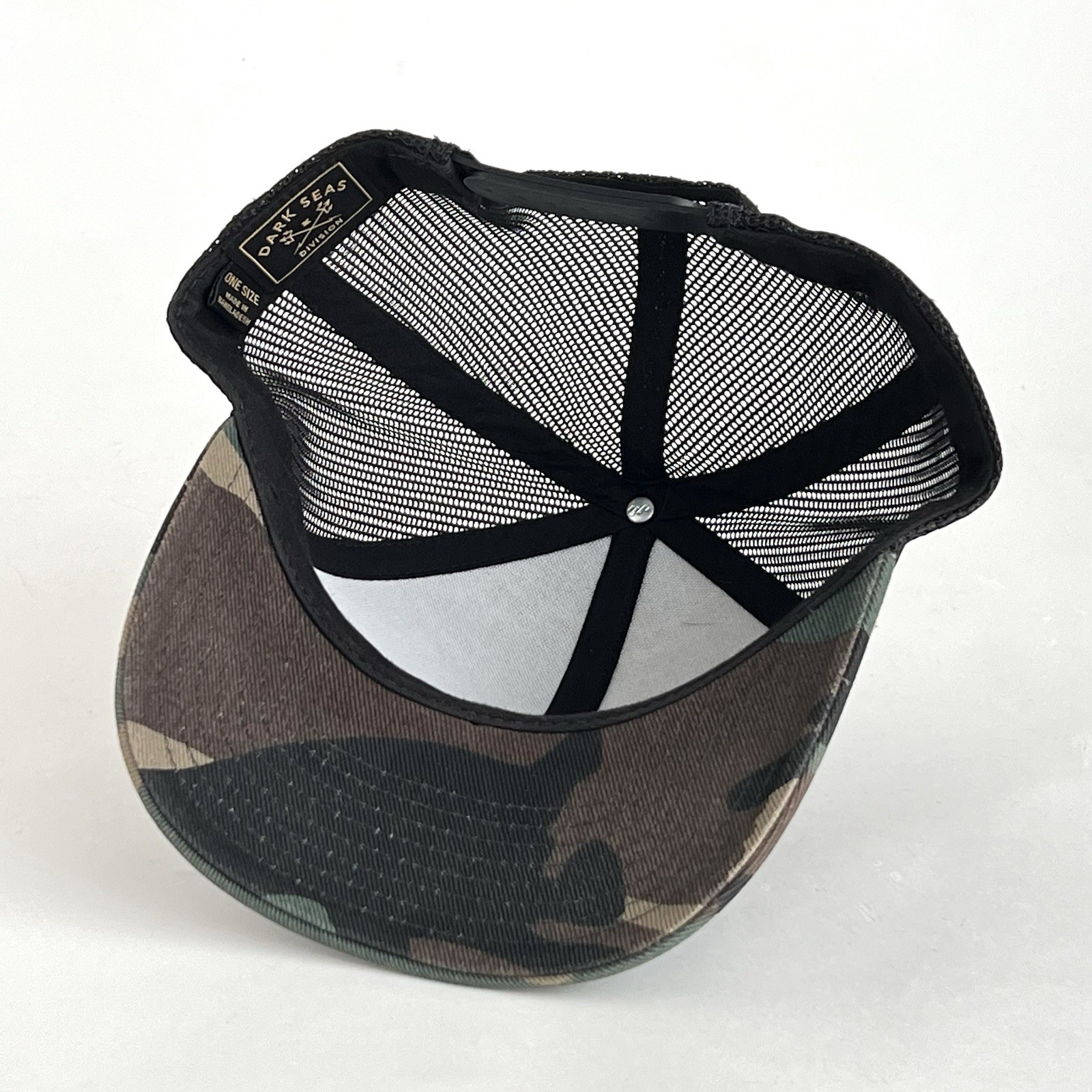 Dark Seas Hat Camo Pattern Greens Brown Snap Back Trucker One Size