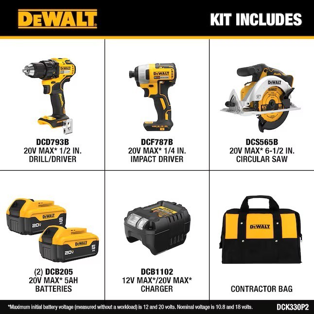 DEWALT 20V MAX 3-TOOL COMBO KIT Model #DCK330P2