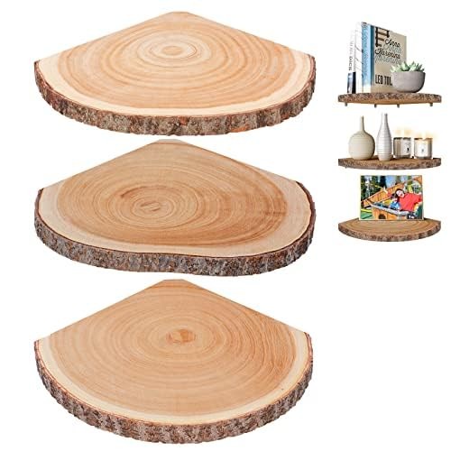 Corner Floating Shelves（3Pcs Wood Corner Shelf Rustic Corner Shelves Wall Cor...