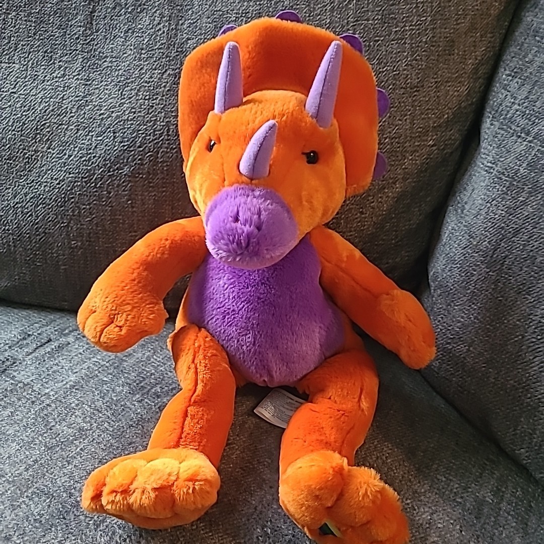 Vintage Noahs Ark Animal Workshop Orange and Purple Dinosaur Plush