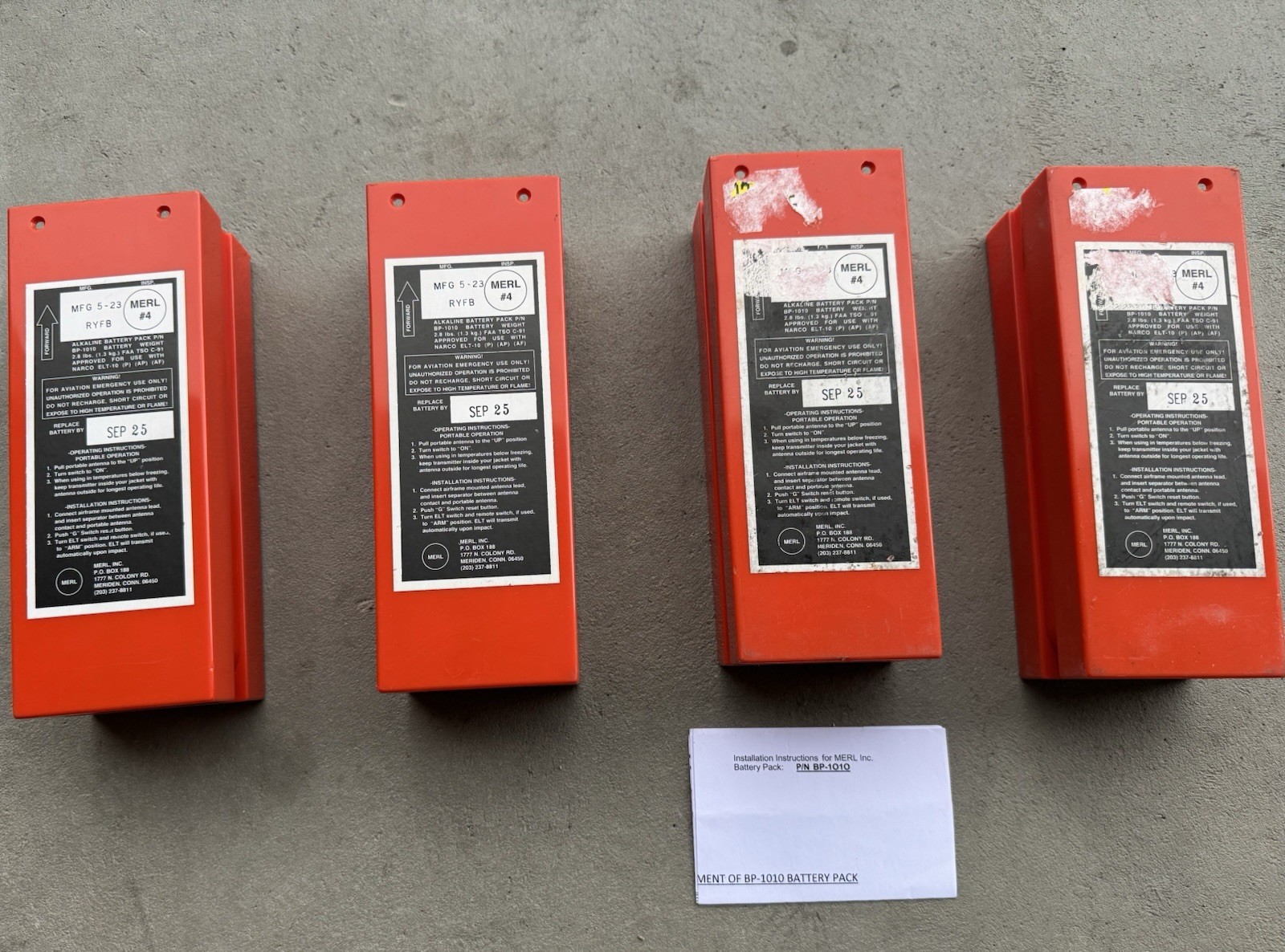Lot Of 4 - MERL BP-1010 ELT Battery Narco ELT-10 Unused, EXPIRED Sep 2025