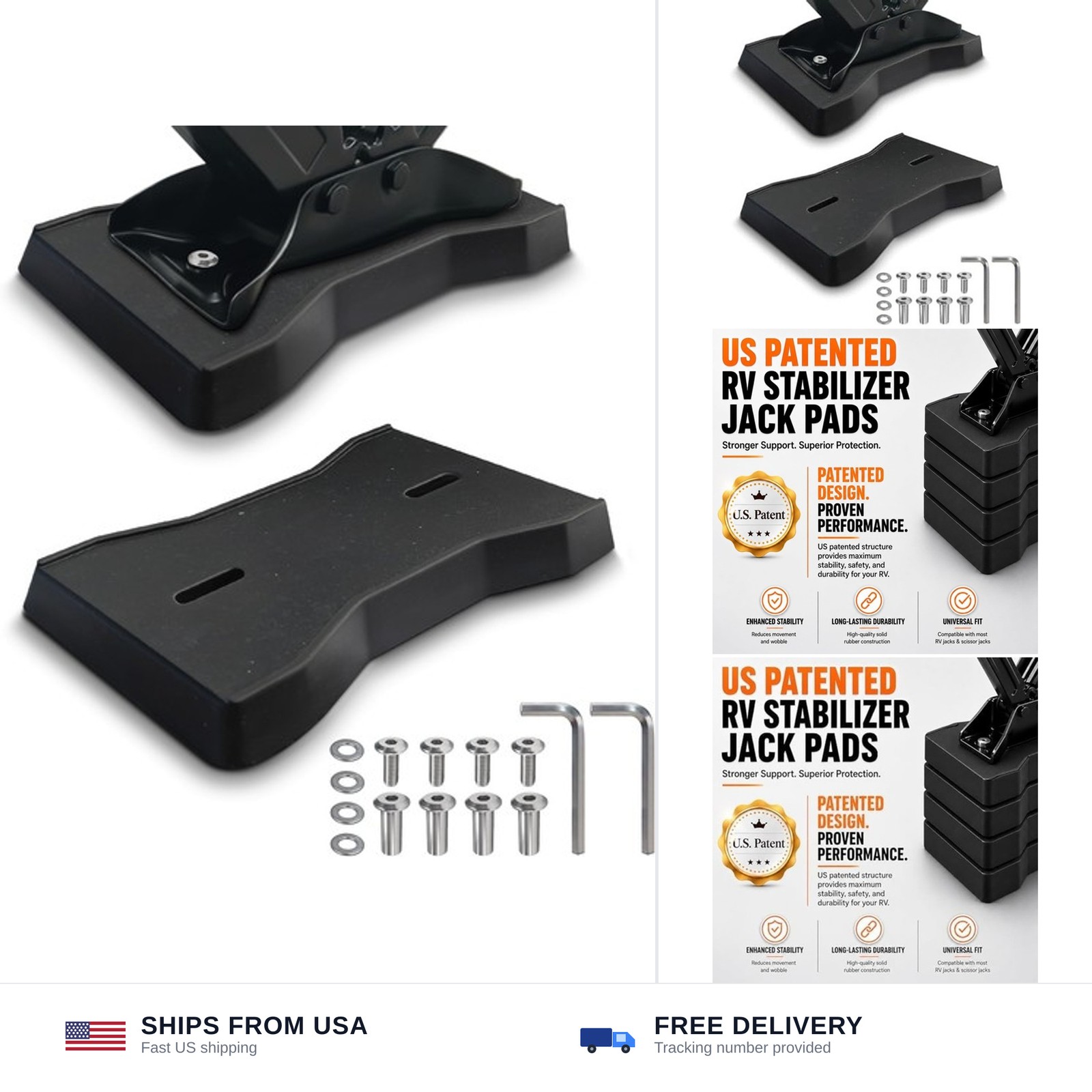 HOXWELL RV Stabilizer Jack Pads 2 Pack, Heavy Duty Rubber Scissor Jack Blocks...