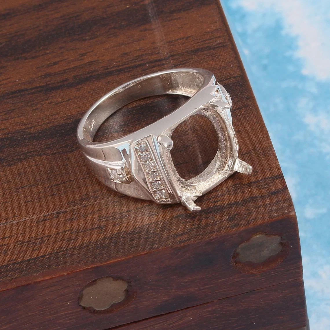 Semi Mount Jewelry Men s Ring Setting Size 14X10 MM Oval Shape Free Shipping