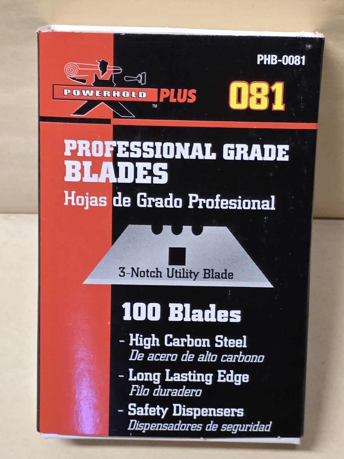 PowerHold 081 Premium Blades Heavy Duty .025  3 Notch Professional Utility Blade