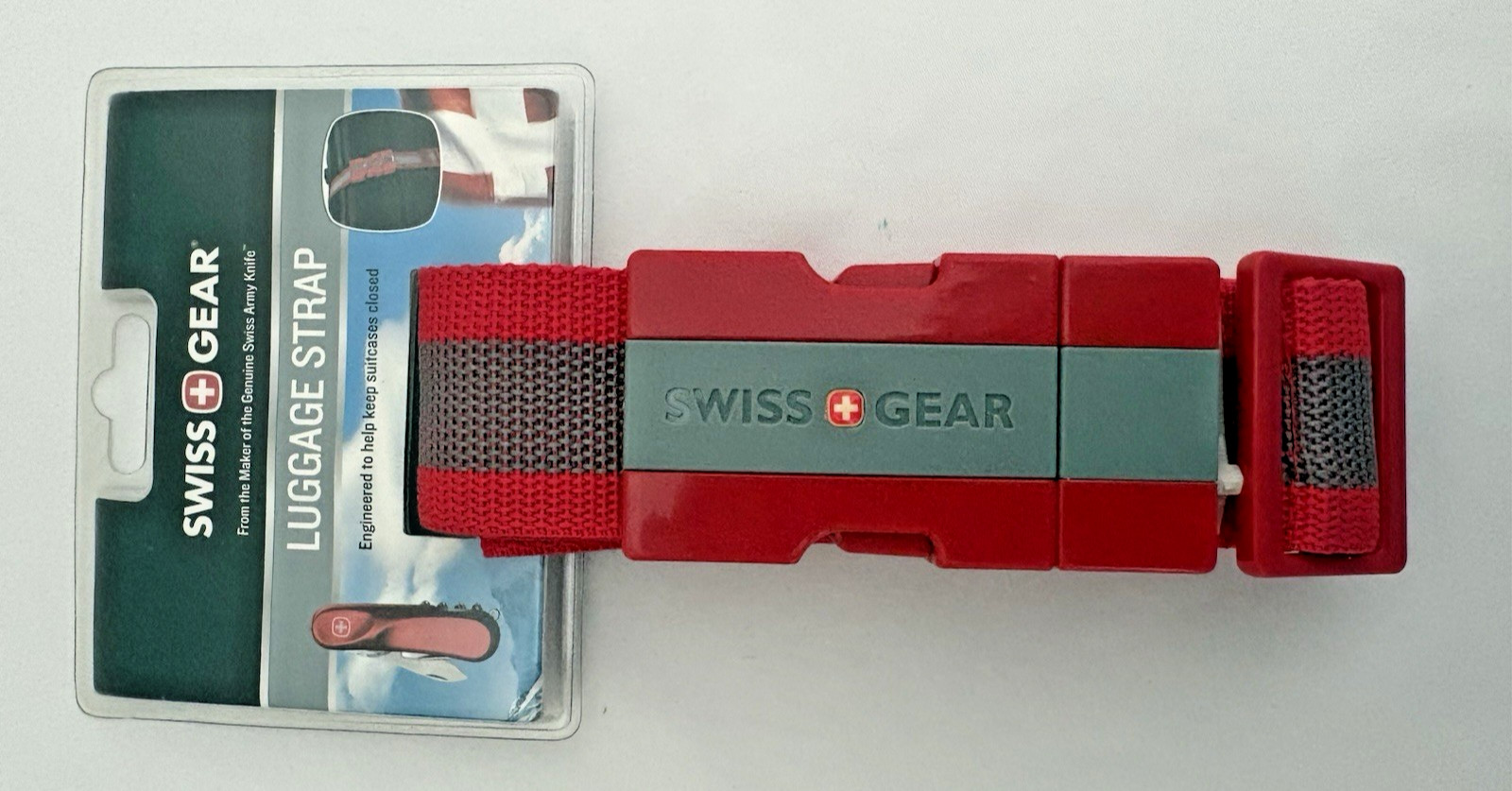 Swiss Gear Adjustable Luggage Strap Up to 72" Red Gray Polypropylene WJ6I08RE