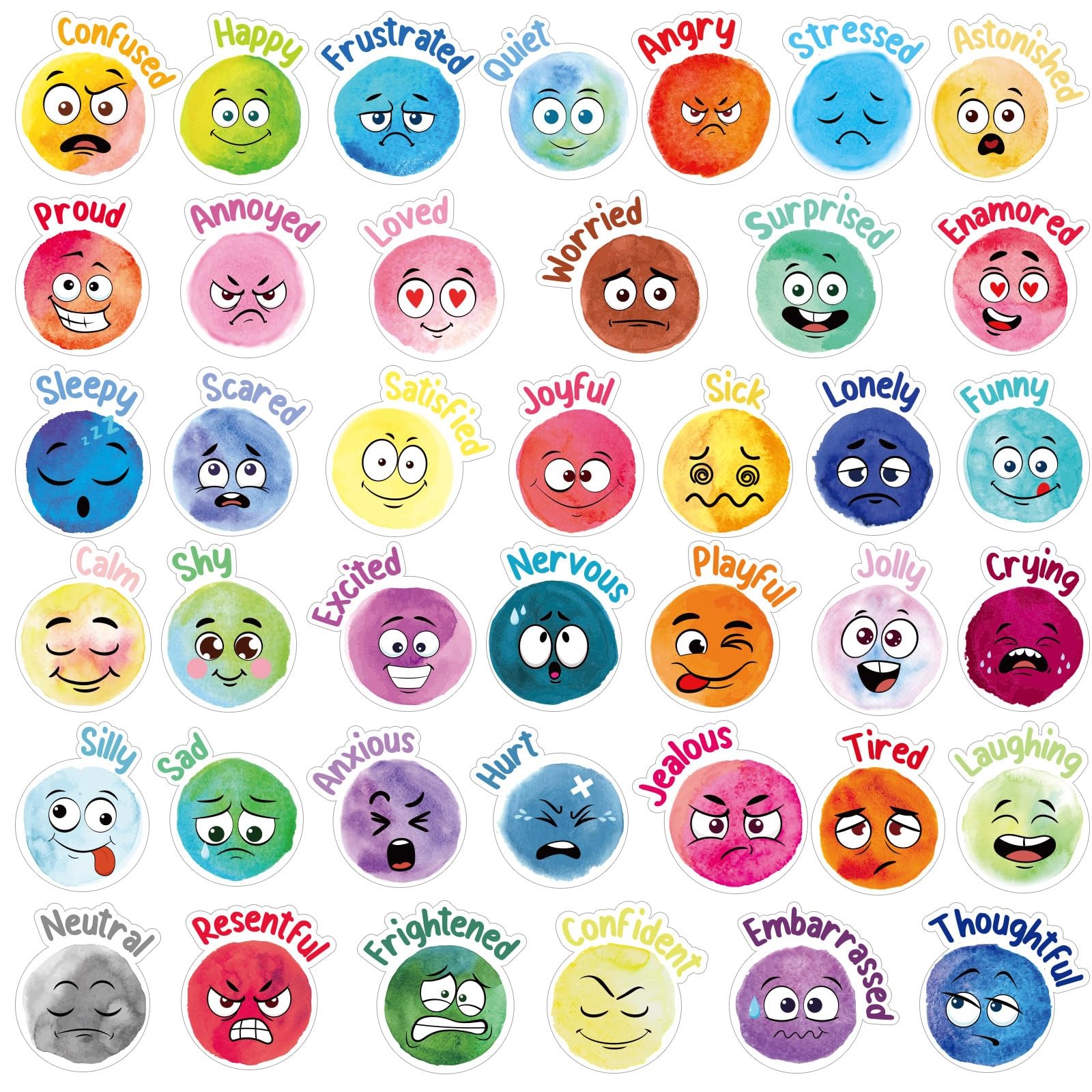 Eersida 800 Pieces Face Emotion Feelings Stickers for Kids 1.4 Multicolor