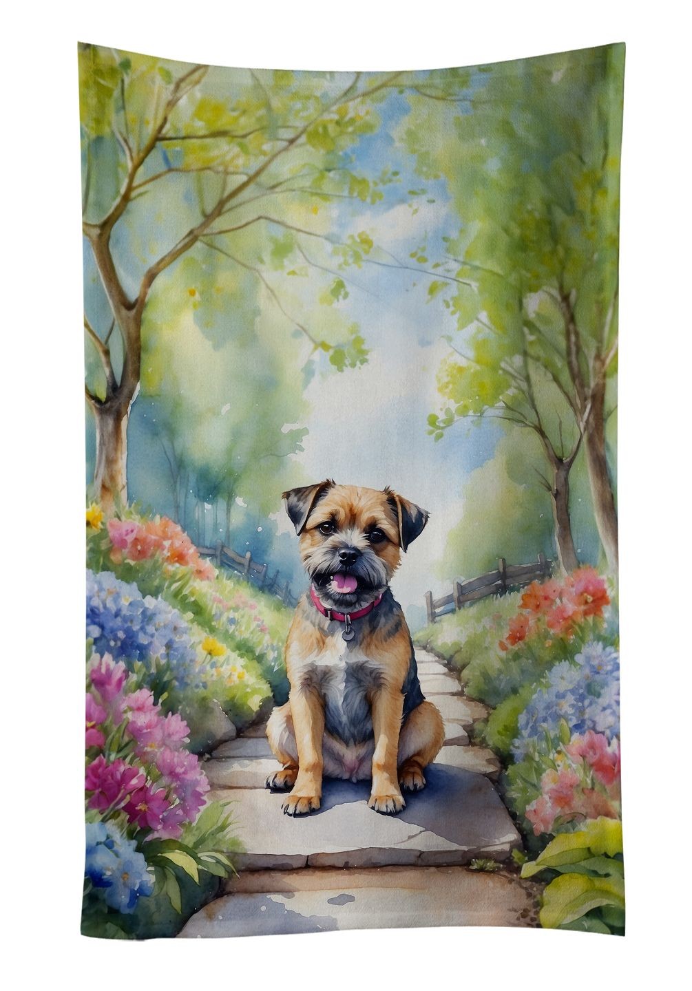 Border Terrier Spring Path Kitchen Towel Dish Cloths Guest Hand Towel
