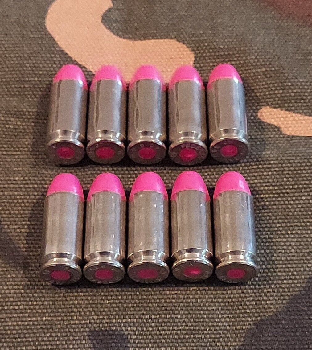 40 S&W SNAP CAPS  SET OF 10, PINK AND NICKEL, REAL 200gr WEIGHT!!!