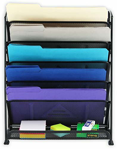 Simple House ware 6 Tier Wall Mount Document Letter Tray Organizer, Black