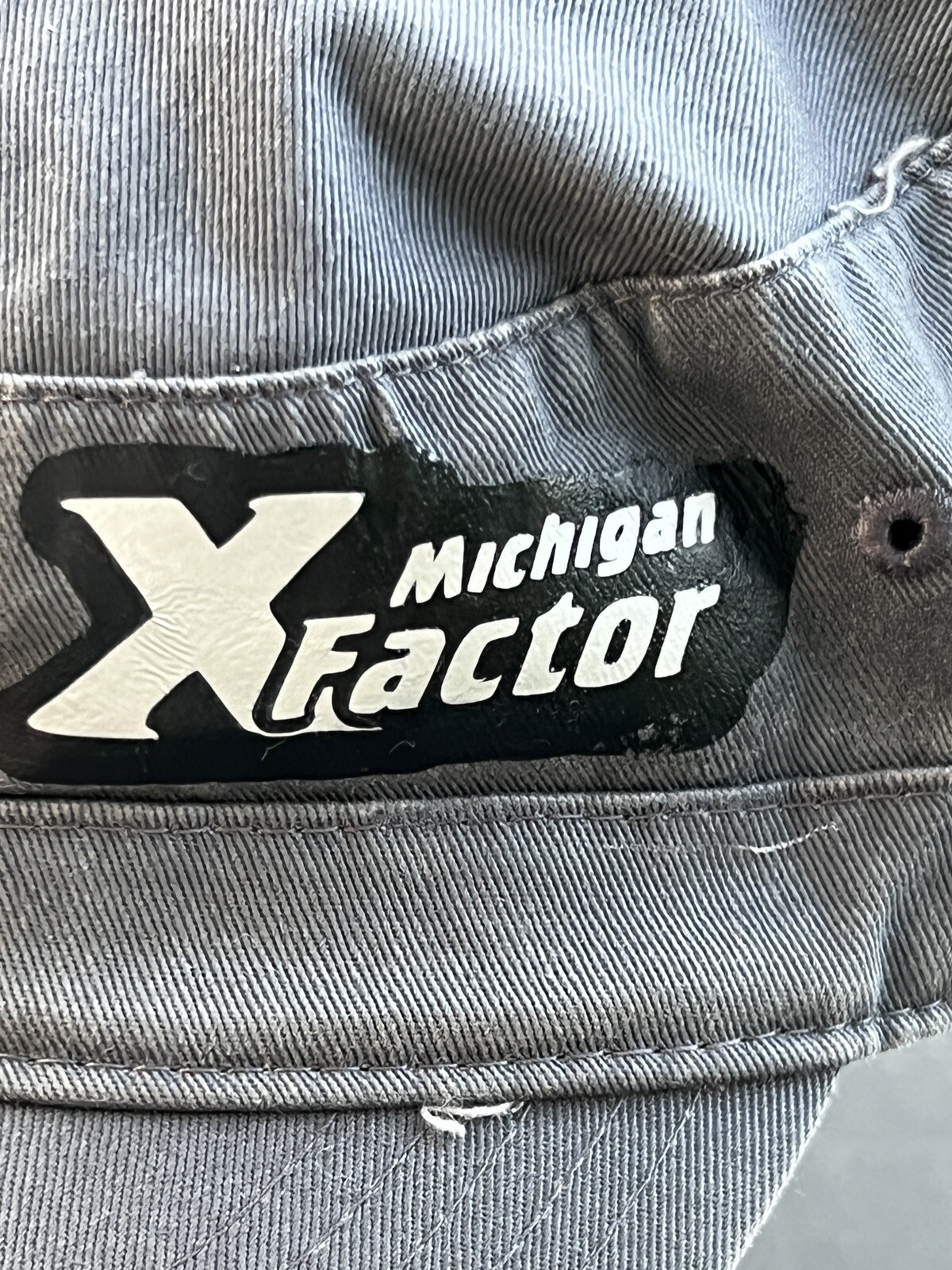Michigan X Factor Gray distressed cadet cap hat. 100% Cotton Adj OSFA EUC