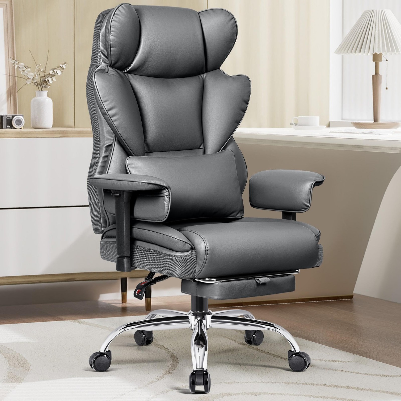 BLACK - BESTFAIR BIG AND TALL OFFICE CHAIR HEAVY DUTY 400 LBS EXECUTIVE CHAIR