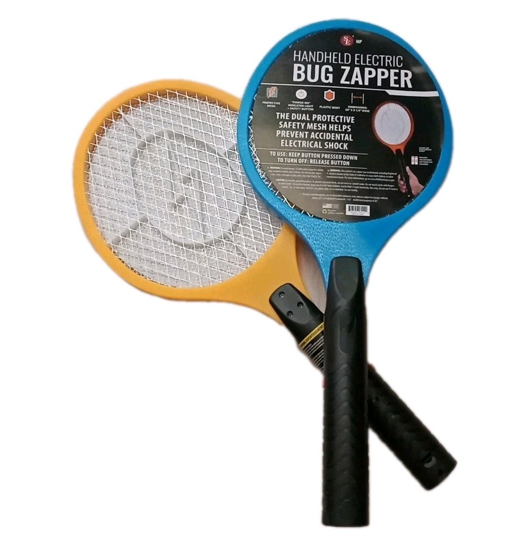 2x Electric Bug Zapper Handheld Fly Swatter Mosquito Killer Insect Racket Two Pc