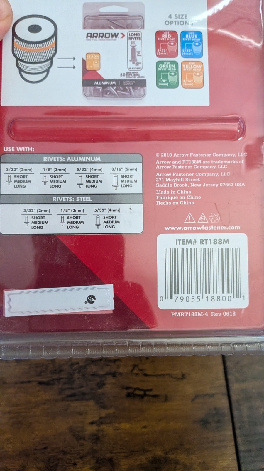 Arrow RT188M One Handed Riveter Tool Red/Black-Open