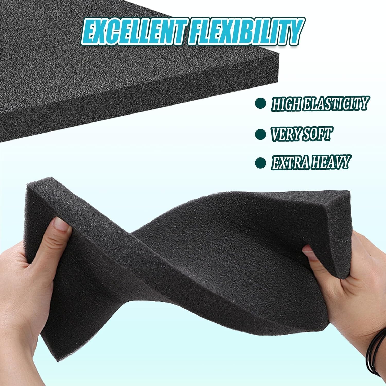 4 PCS Black Foam Padding- 16x12x1 Inch Polyurethane High Density Foam Cuttable B