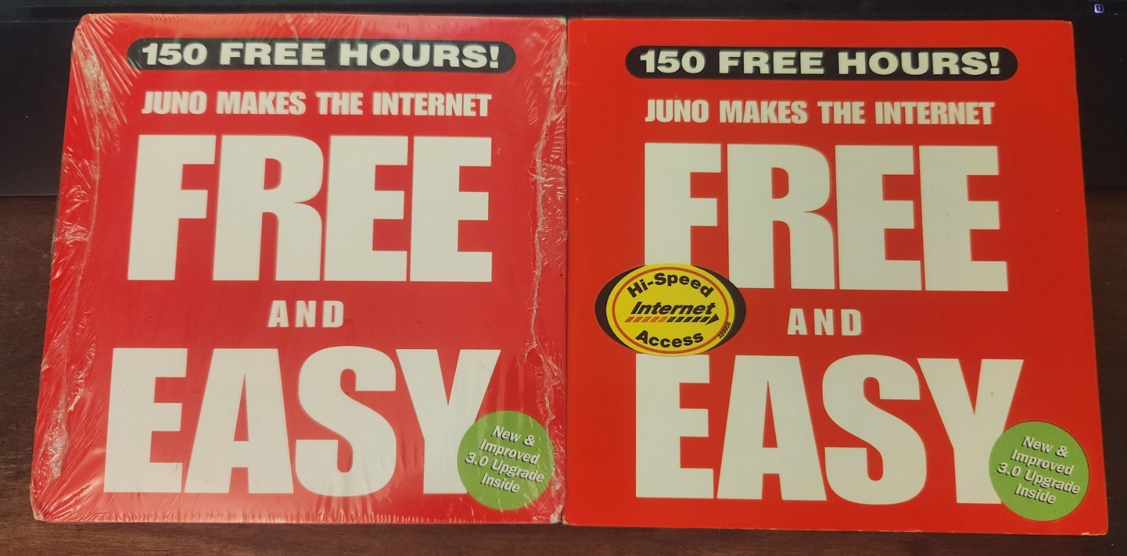 2 Vintage Juno Makes Internet Free & Easy v3.0 Upgrade CD 150 Free Hours Sealed