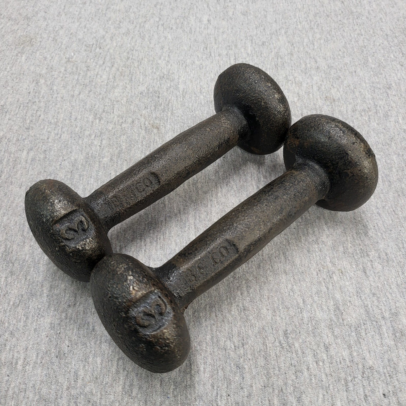 Vintage Iron Free Weights Dumbbells BF Co Weight 3 Pound Pair