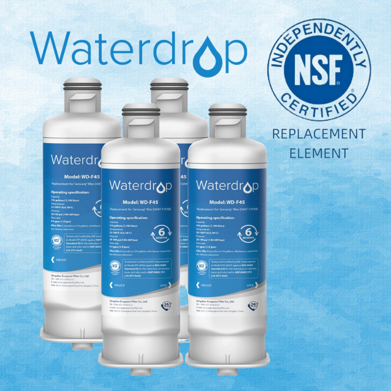 Waterdrop DA97-17376B Replacement for Samsung Refrigerator Water Filter, 4 Pack