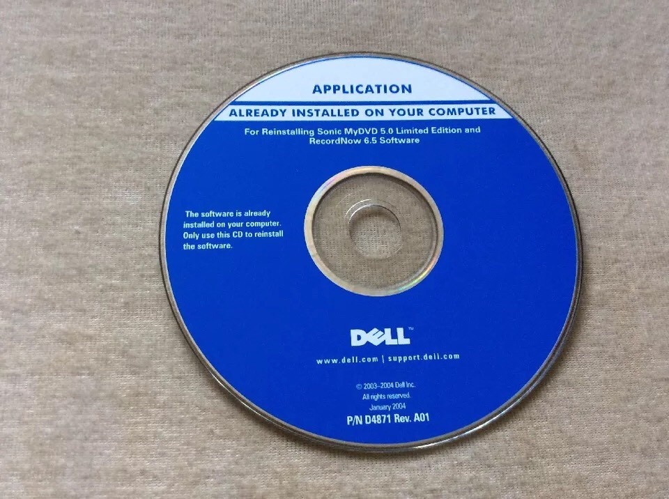 Dell Computer CD Application Reinstalling Sonic My DVD 5.0