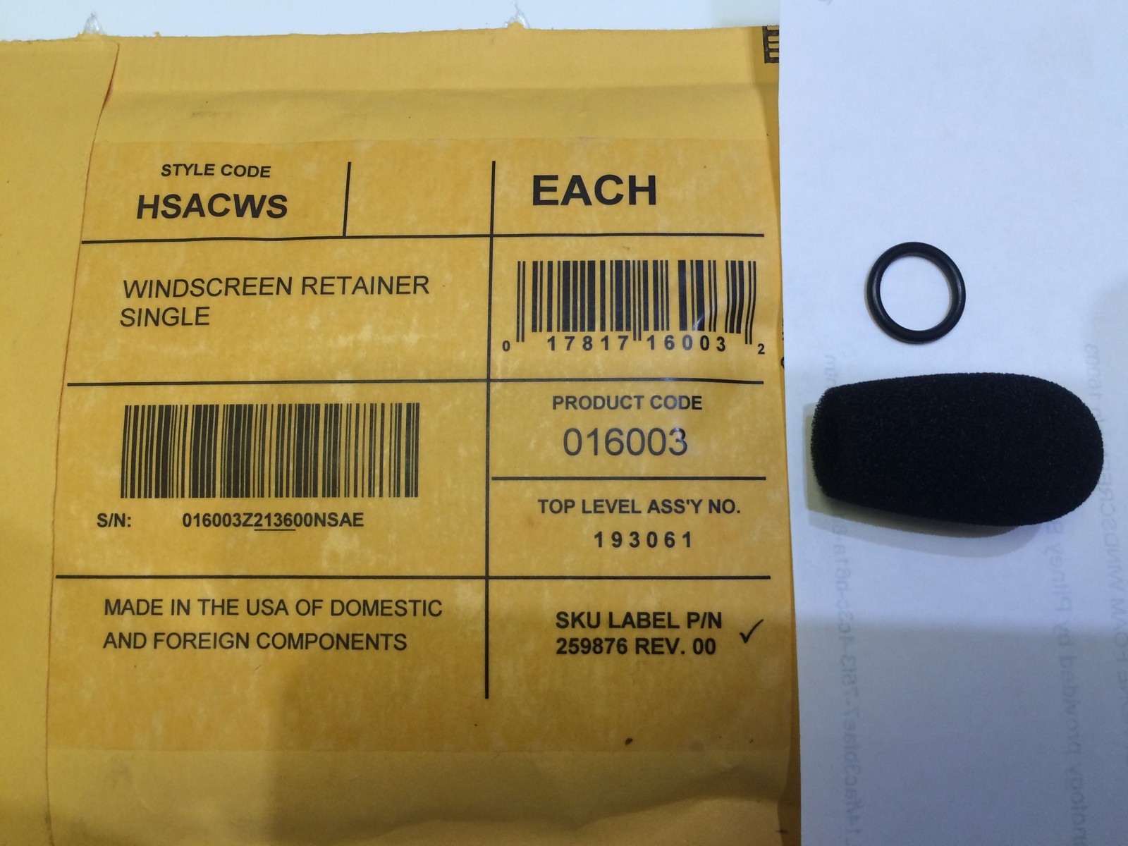 GENUINE BOSE A-20 & X REPLACEMENT MICROPHONE FOAM WINDSCREEN  p/n 16003