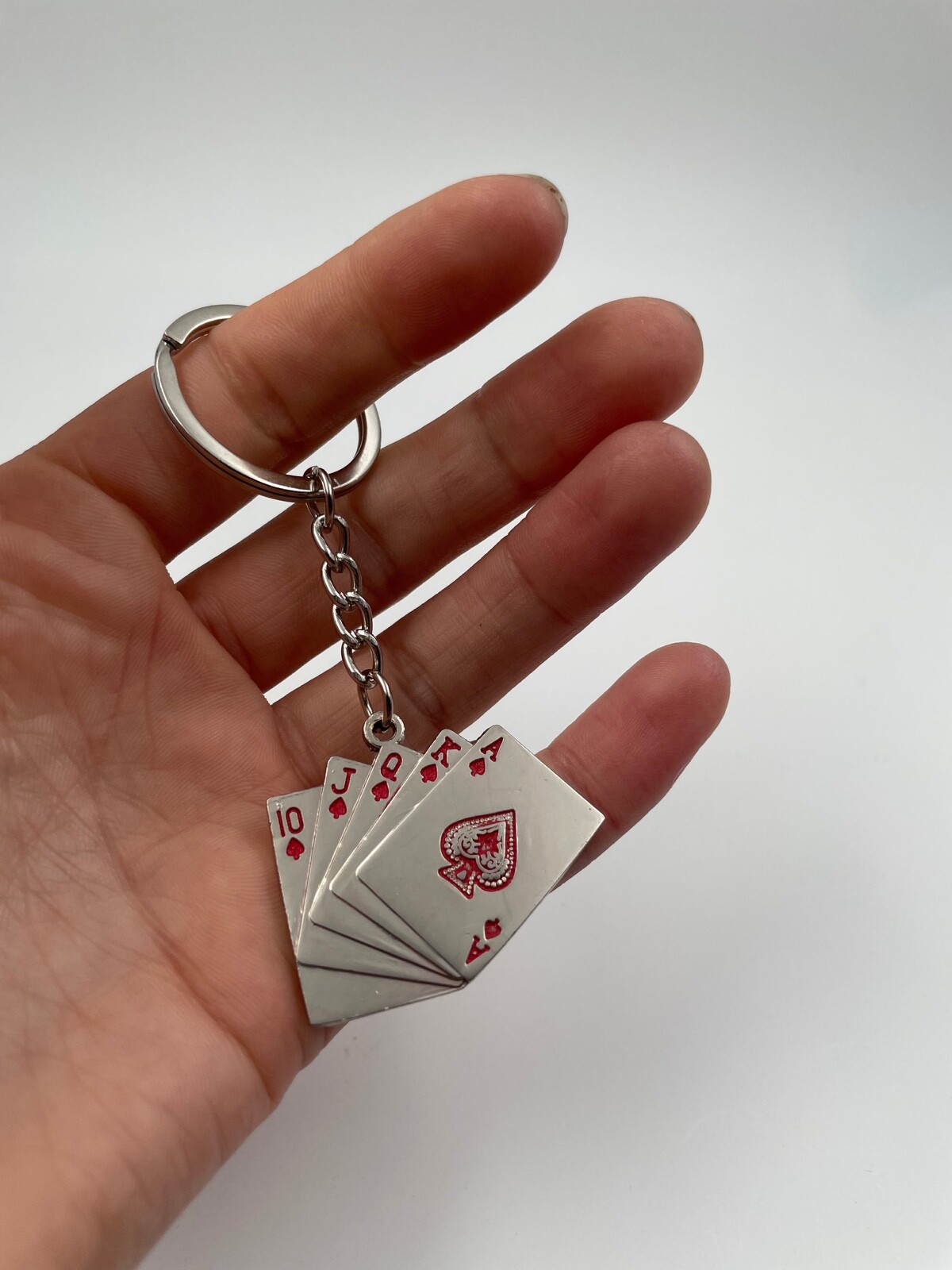 Silver Metal Keychain Poker Card Set