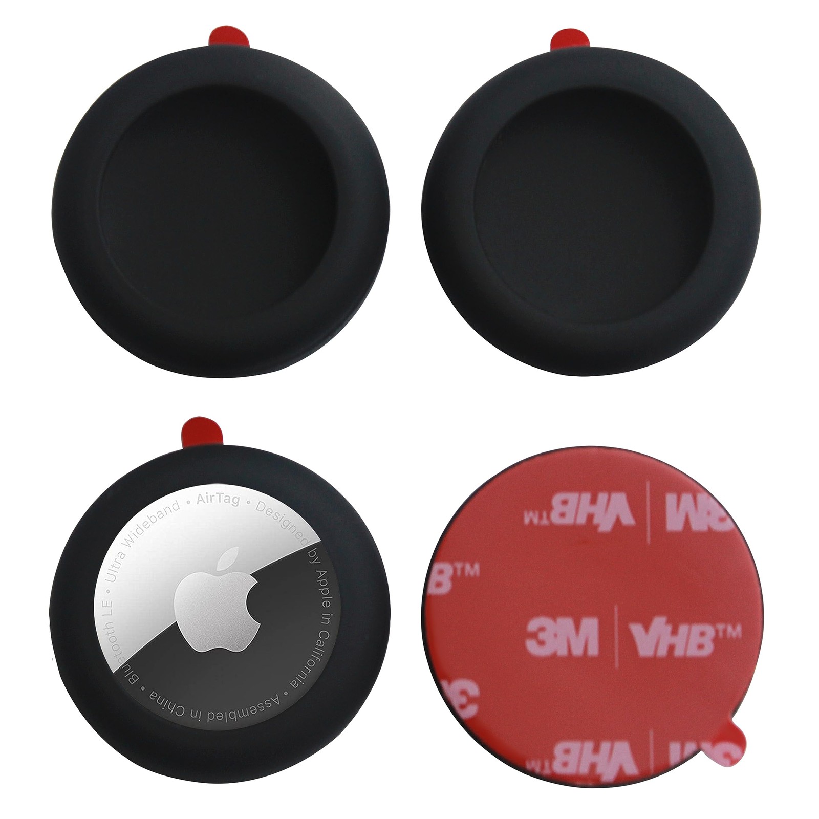 echinff Silicone Case with 3M Strong Adhesive Sticker, 4 Pack Black x 4
