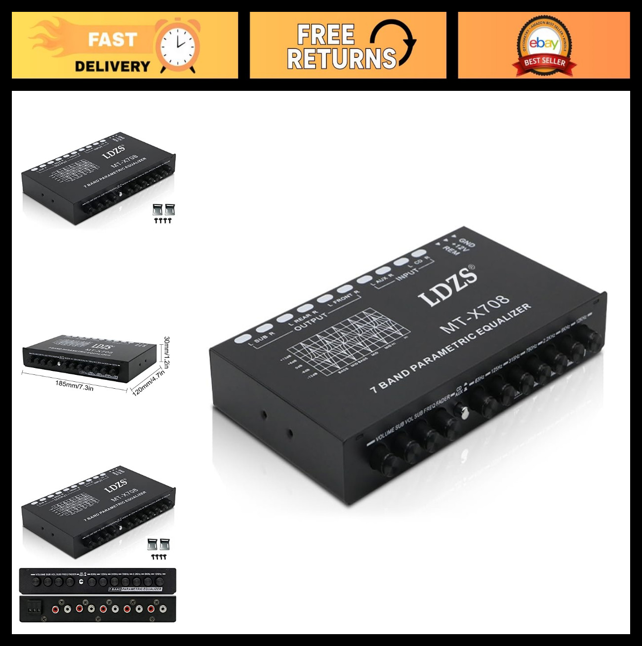 7-Band Car Equalizer Audio EQ Tuning Crossover Amplifier - Multifunctional Sound