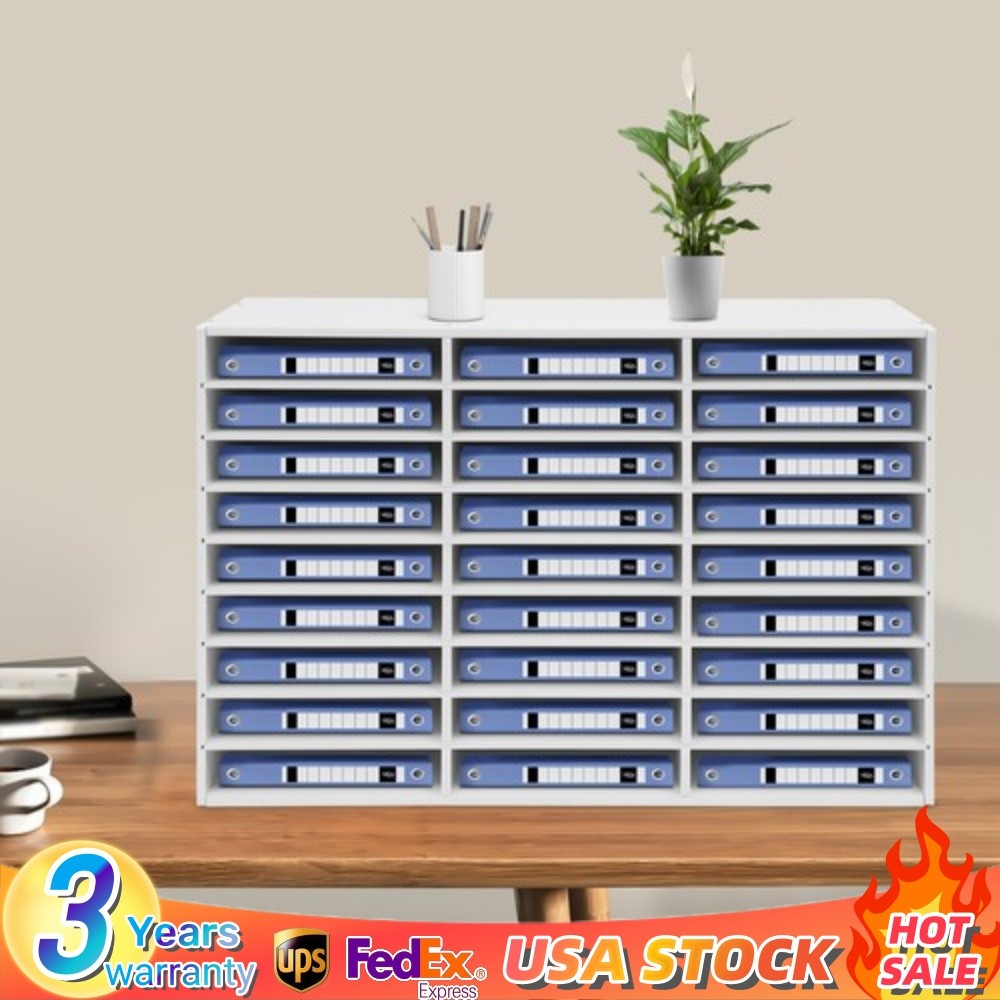 27 Slots Classroom Keepers Literature Storage Rack PVC File Holder Mailbox White
