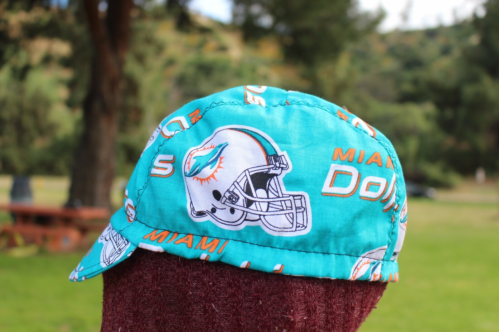 CYCLING CAP NFL MIAMI DOLPHINS  100% COTTON HANDMADE IN USA S/M/L