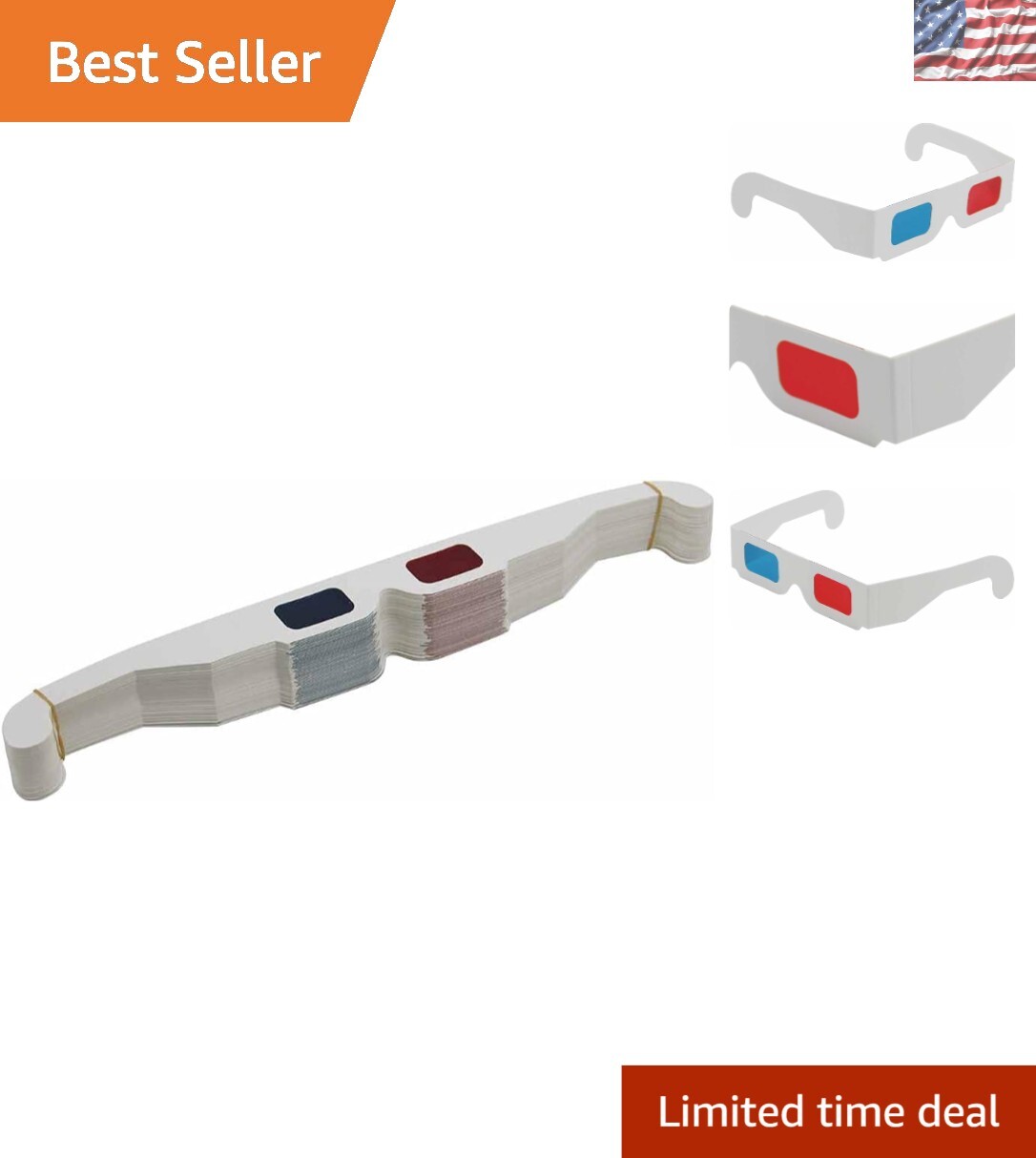 50 Pairs of Flat Red Cyan 3D Glasses - Ideal for Home Movies and Internet Images