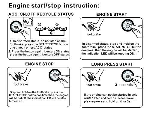 Car Alarm System RFID Push Engine Start Button & Keyless Go System for Vehicl...